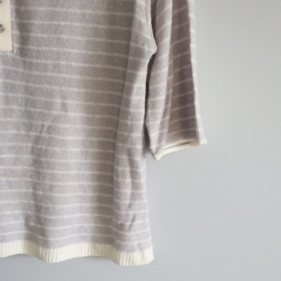 Gentle Fawn Women's Sz XS Purple Linen Striped Henley Short Sleeve T-Shirt Top - Picture 8 of 14